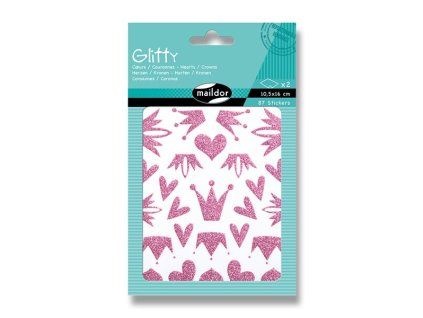 220259 samolepky maildor glitty srdce a korunka