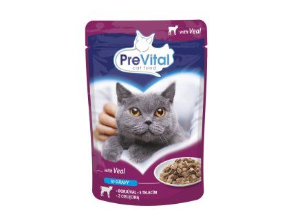 PreVital kočka telecí v omáčce, kapsa 100 g