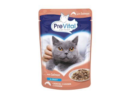PreVital kočka losos v omáčce, kapsa 100 g