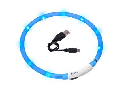 LED obojek dobíjecí Karlie, modrá 75 cm