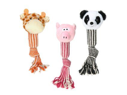 Prase, žirafa, panda lano pískací 45 cm