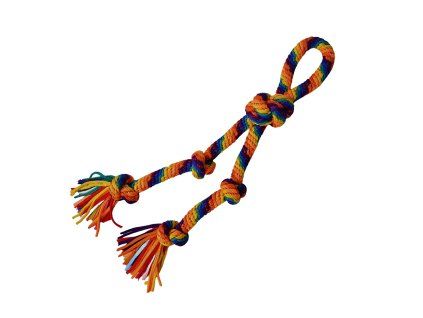Lanová hračka duhová s 5 uzly 60 cm