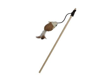 Rybářský prut hlavolam přírodní s myší 40 cm