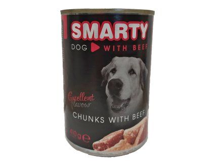 SMARTY Dog Hovězí chunks, konzerva 410 g