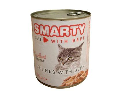 SMARTY Cat Hovězí chunks, konzerva 810 g