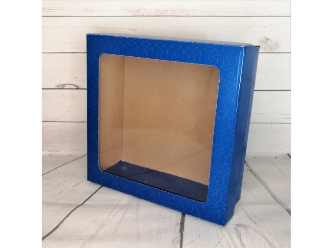 Krabice kartonová s oknem malá - modrá