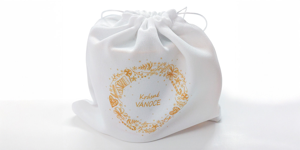 Detail potisku textilního pytlíku