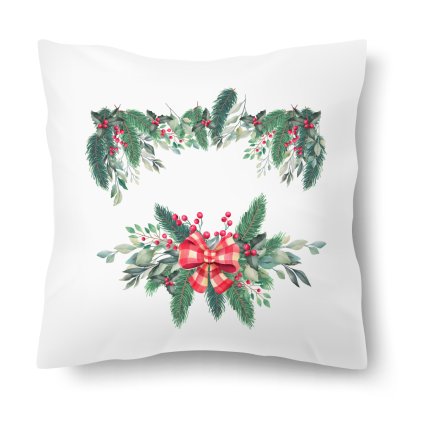 Polštářek s motivem Vánoční dekorace s mašlí 40 × 40 cm
