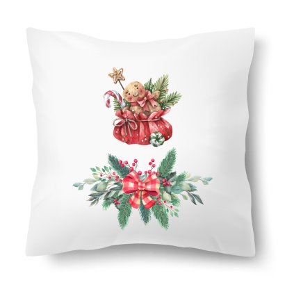 Polštářek s motivem Vánoční cukroví a perníček 40 × 40 cm