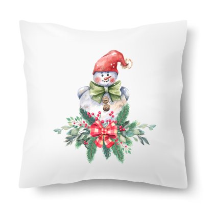 Polštářek s motivem Vánoční sněhulák 40 × 40 cm