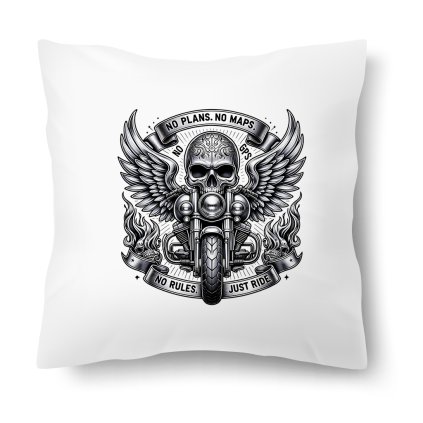 Polštářek s motivem No Plans No Rules Just Ride 40 × 40 cm