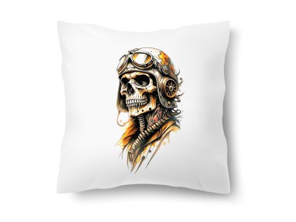 Polštářek s motivem Lebka Aviator 40 × 40 cm