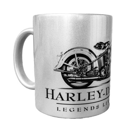Hrneček s motivem Harley-Davidson stříbrný, 300 ml