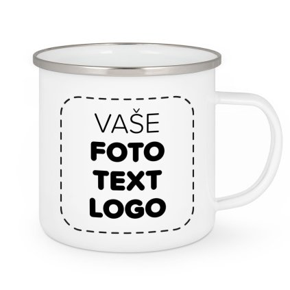 Plecháček 360 ml s volitelným motivem stříbrný lem