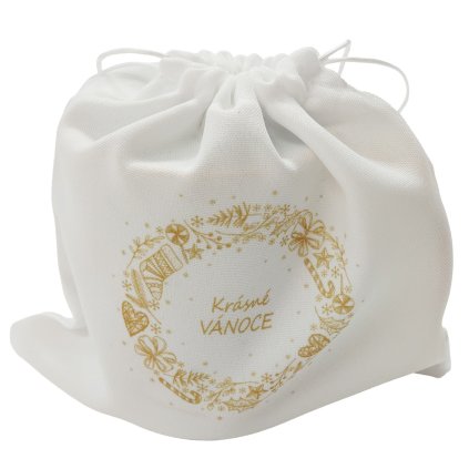 Pytlíček na hrneček s potiskem vánoc 18x18 cm bílý
