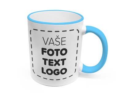 Hrneček 330 ml s volitelným motivem – světle modrý lem a ouško
