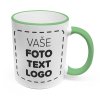 Hrneček s vlastním potiskem 300 ml světle zelený lem a ouško