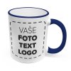 Hrneček s vlastním potiskem 300 ml tmavě modrý lem a ouško