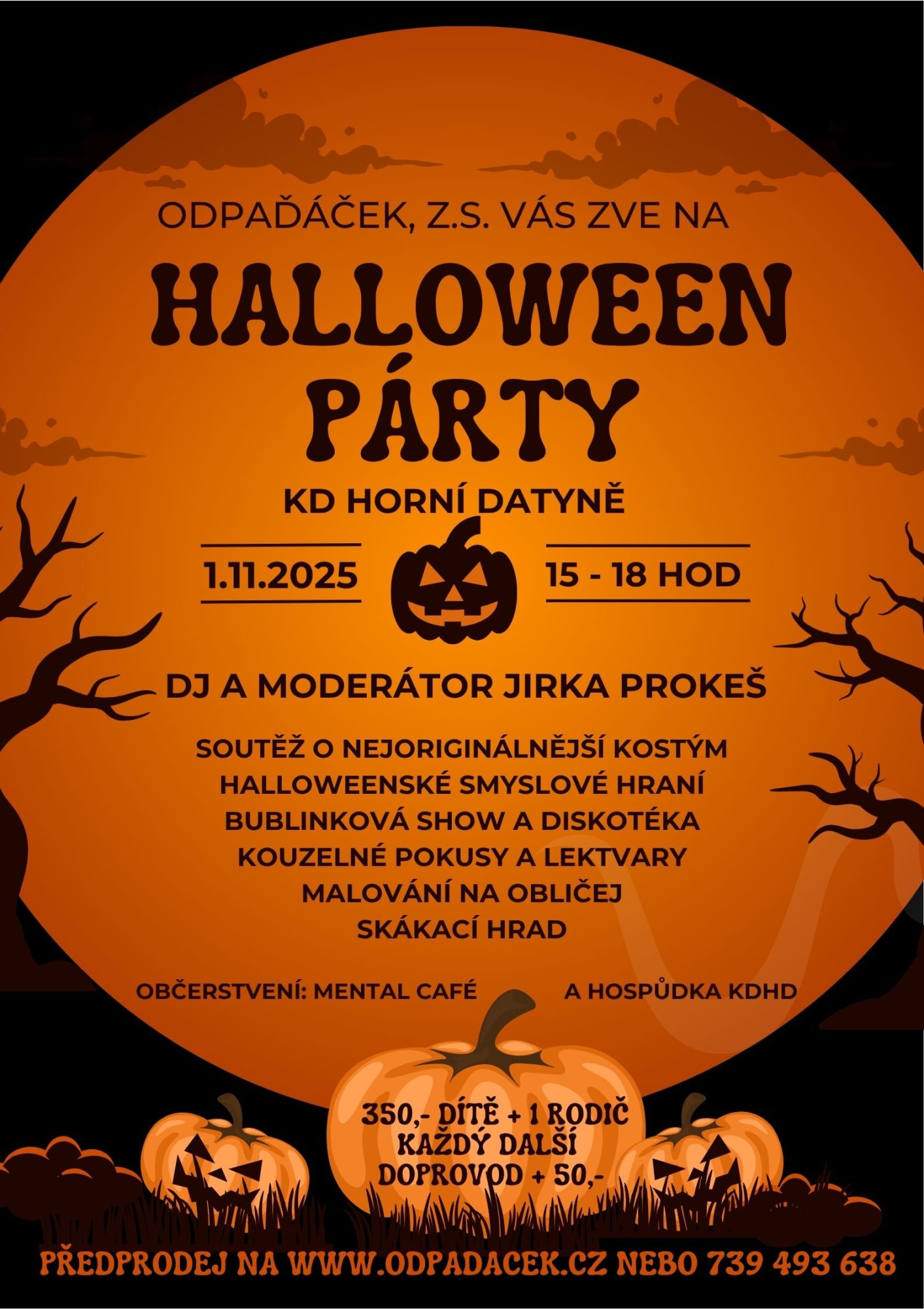 HALLOWEENSKÁ PÁRTY V KD HORNÍCH DATYNÍCH 1.11.2025 15-18 hod