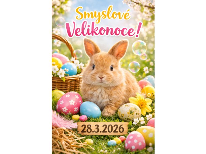 Rozkošný zajíček a velikonoční vajíčka