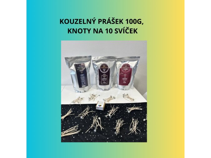 Kouzelný prášek 100g, knoty  na 10 svíček