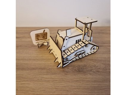 3D stavebnice z překližky – Buldozer (DOZER)  stavebnice, děti, kreativní, motorika, logika, hračka, školka, škola, Montessori, 3D puzzle