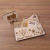 Vánoční obálka na peníze z překližky  dřevěná vánoční obálka na peníze s gravírovaným motivem + vánoční dárek + originální obálka na peníze