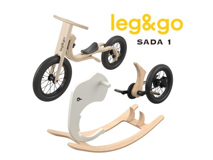 LEG&GO SET Dětská odrážedlo, kolo a houpadlo 3v1