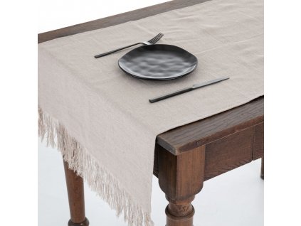 Tom Linen stolní běžec s třásněmi Warsa Oatmeal 65x150