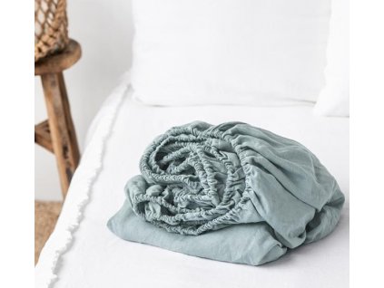 Lněné prostěradlo Dusty blue