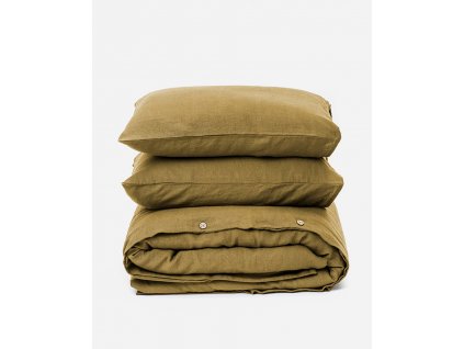 Lněné povlečení sada (3ks) Olive green