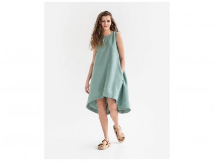 Lněné šaty Toscana Teal blue