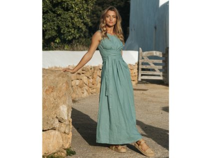 Dlouhé plátěné šaty BORACAY v Teal blue