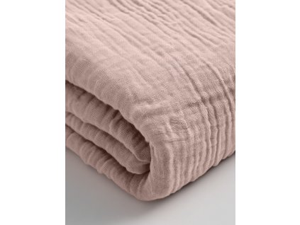 Mušelínové napínací prostěradlo světle růžové