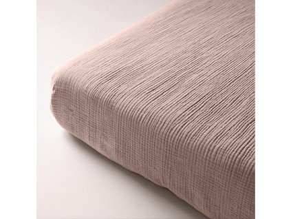 Mušelínové napínací prostěradlo světle růžové