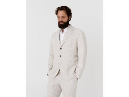 Pánsky plátený blazer SALVADOR v prírodnej melanžovej farbe vel. XXL
