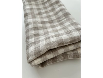 Ľanová utierka v prírodnej kockovanej farbe