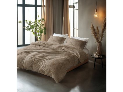 Bavlnené obliečky Jantárová béžová/hnedá 200x200/220 x 60x70cm