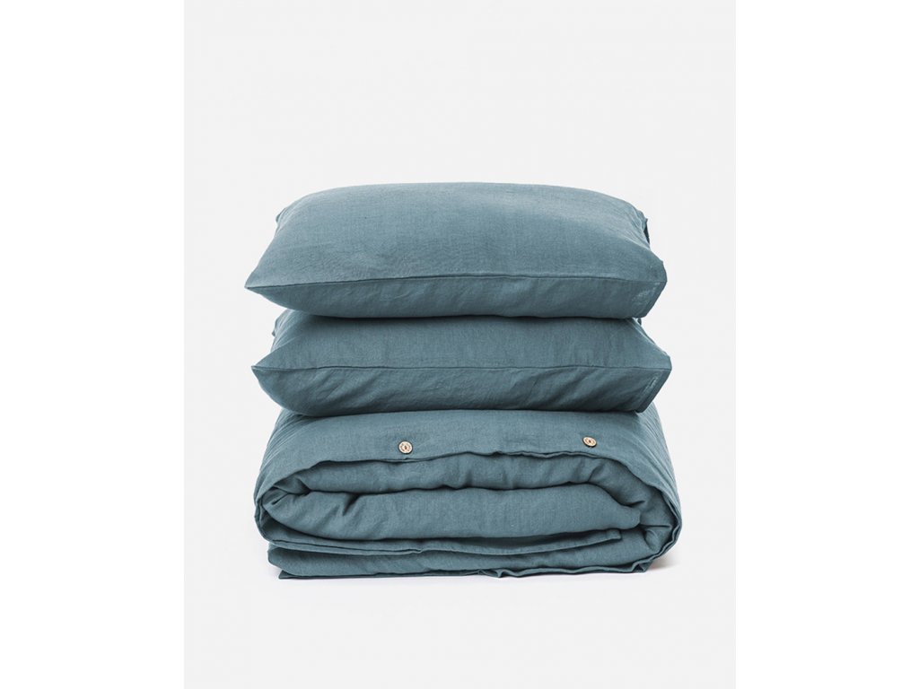Ľanové obliečky sada (3ks) Gray blue Veľkosť: 200x200,50x70cm
