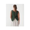 Ľanový top TONGA s rázporkom na chrbte v tmavo zelenej farbe