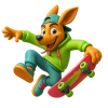 MaskotKengiSkateboardTransparent3D