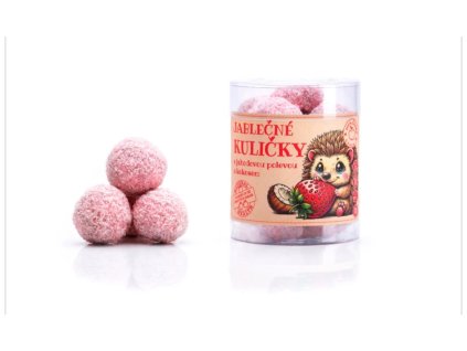 JABLEČNÉ KULIČKY S JAHODOVOU POLEVOU A S KOKOSEM (100 g)