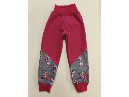 Softshellové kalhoty vel.98 růžová/jednorožec