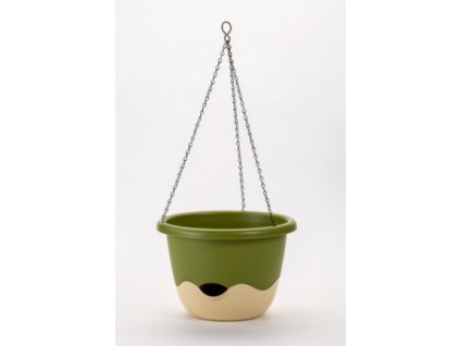 Závesný kvetináč Mareta priemer 25 cm zelená sv. + slonová kosť