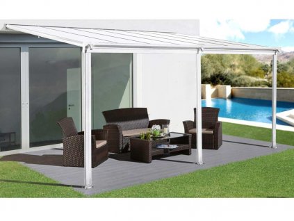 Hliníková pergola LANITPLAST WALL 43 biela + opál PC