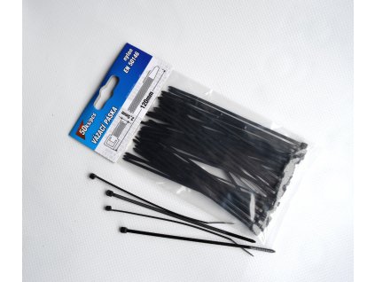Plastové pásky viazacie a sťahovacie čierne 2,5x120 mm – 50 ks