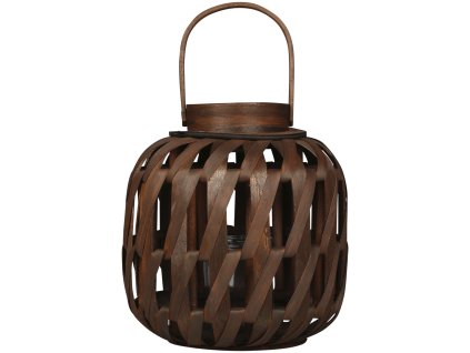 Lucerna Mocca drevo, výška 27 cm