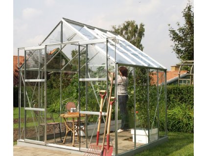 Skleník zo skla VITAVIA URANUS 8300, číre sklo 3 mm, strieborný