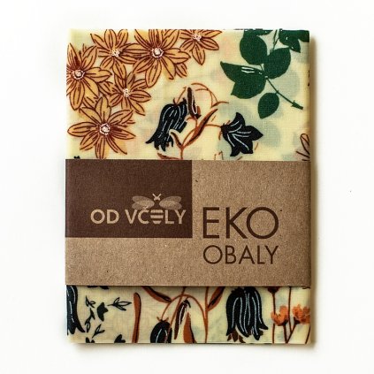Voskový obrúsok na potraviny s motívom suchých kvetov – ekologický produkt Od včely