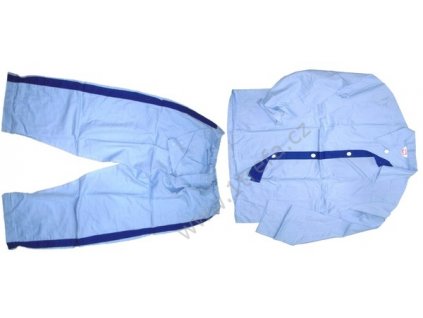 Pyžamo nemocniční, modré s LAMPASY, originál ČSLA, dlouhodobě skladované